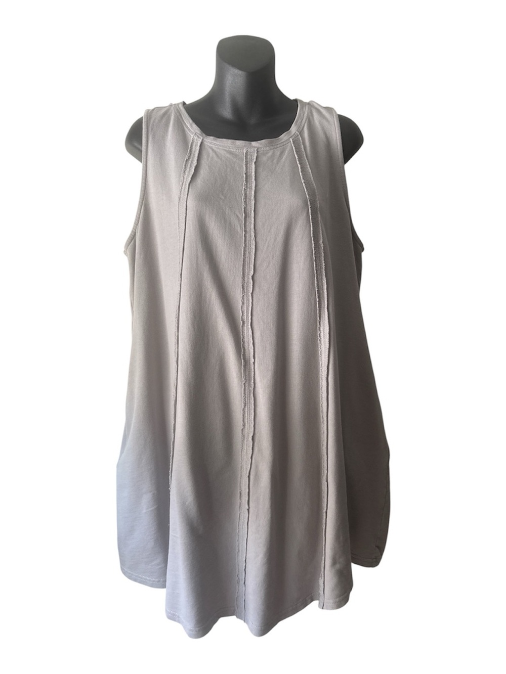 Umgee Sleeveless Light Gray Cotton Paneled Dress Size M.